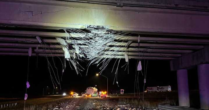 I-90 closed near Cle Elum where a semi-truck hit the overpass