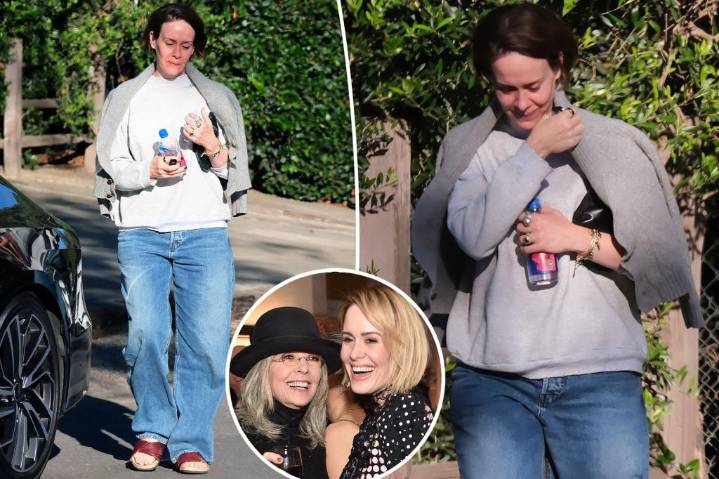 Sarah Paulson cries outside Diane Keaton's home after death at 79