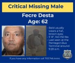 Urgent: Alexandria Police Seek Help Finding Missing Man Fecre Desta, 62
