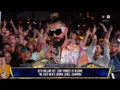 Seth Rollins reacts to defeating Cody Rhodes in the Men's Crown Jewel Championship