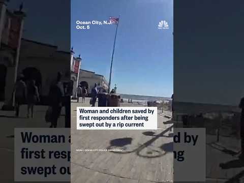 Woman and children saved by first responders after being swept out by a rip current