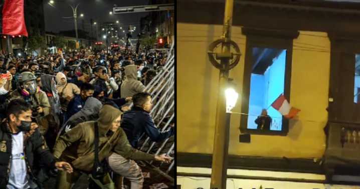 Señor de la tercera edad sale a su balcón con bandera de Perú en respaldo a la marcha del 15 de octubre