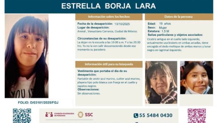 Desaparece Estrella Borja Lara en CDMX, fue vista por última vez al entrar a su servicio social en un Conalep