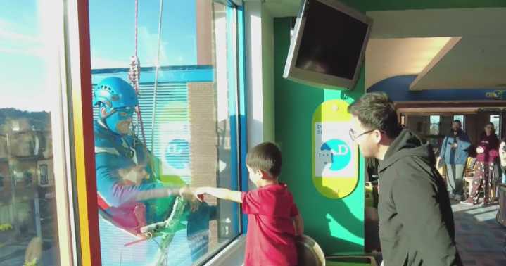 Avengers, assemble...at UPMC Children's Hospital! Window-washers help brighten patients' days