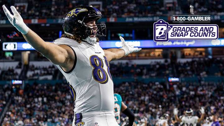 Tight Ends Top Ravens' Grades & Snap Counts in Miami Win