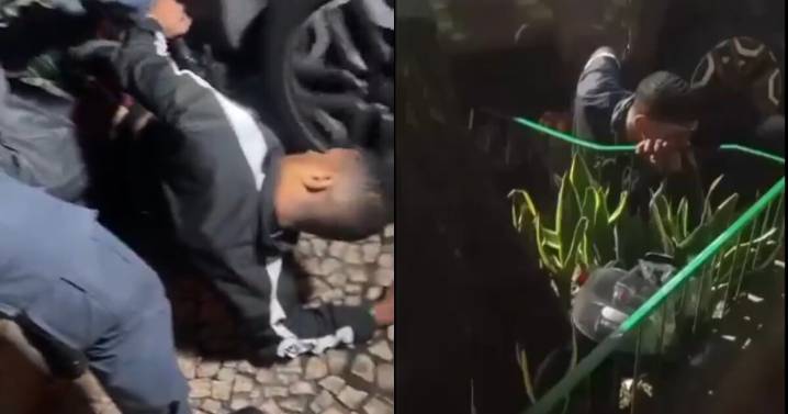 VIDEOS: ¡Atrapados como ratas! Sujetos tratan de robar a mujer en camioneta y ella los atropella en Brasil