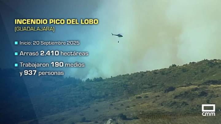 Polémica entre Gobierno regional y oposición por la gestión del incendio del Pico del Lobo (Guadalajara)