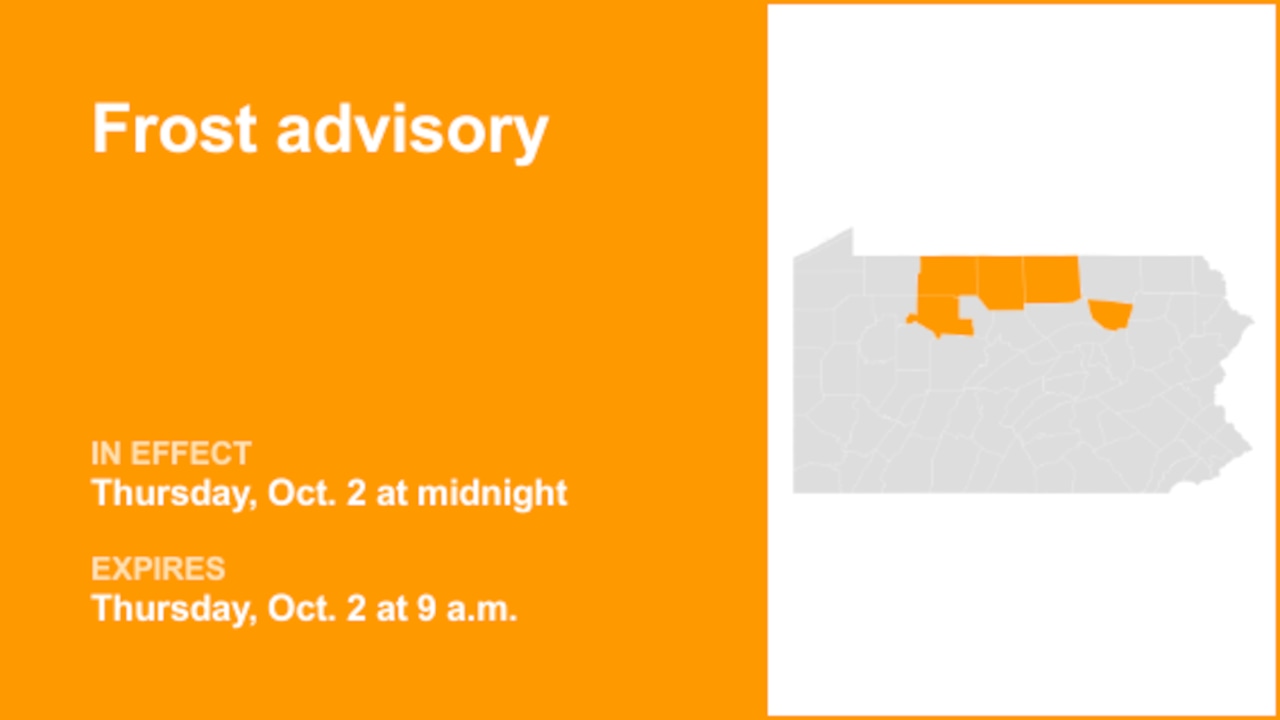 Pa. Wilds under a frost advisory Thursday – temperatures to dip to 32