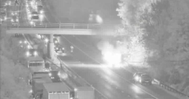 M42 closed live – traffic stopped near Tamworth due to car fire