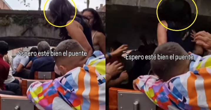 “Ella también se levantó”: mujer se estrella contra un puente en atracción y se vuelve viral
