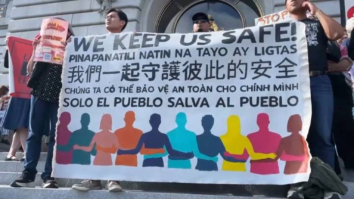 Protestas en contra de agentes federales en Embarcadero en San Francisco