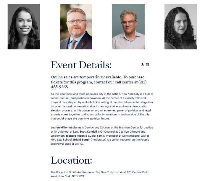 NY Historical Event Tonight: "Experimenting with Democracy"