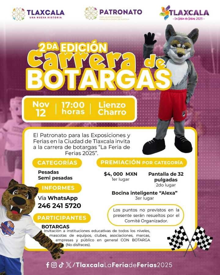 “La Feria de Ferias Tlaxcala 2025” invita a participar en sus concursos de gateo, danzón y carrera de botargas