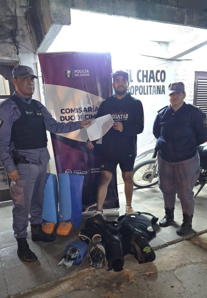 Recuperaron equipamiento de hockey sustraído en el barrio Paykín