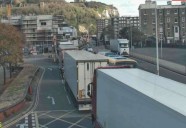 Picture shows dozens of lorries clogging up roads in town on way to Port of Dover