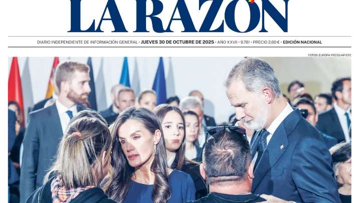 Portada de LA RAZÓN de este jueves 30 de octubre de 2025