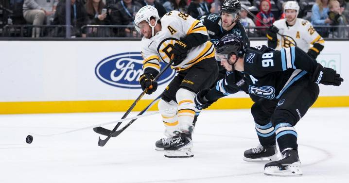 David Pastrnak scores twice but Utah Mammoth beat Boston Bruins 3