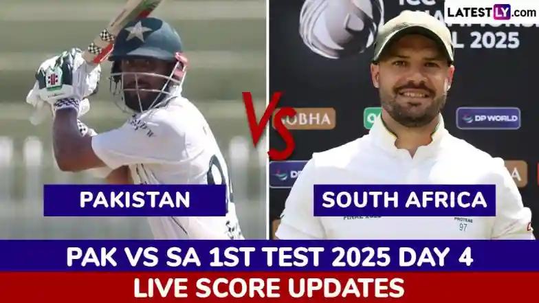 Cricket SA 70/4 in 30 Overs (Target 276) | Pakistan vs South Africa Live Score Updates of 1st Test 2025 Day 4: Ryan Rickelton, Dewald Brevis Steady Ship for Proteas