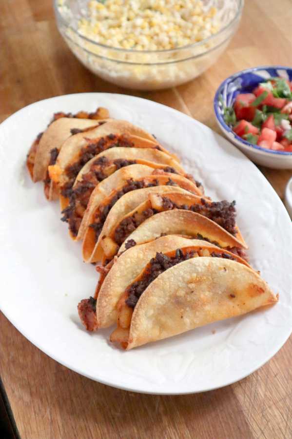 Chorizo, potatoes a taco delight