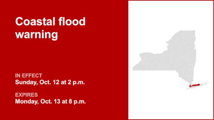 NY weather: part of New York under a coastal flood warning Sunday and Monday