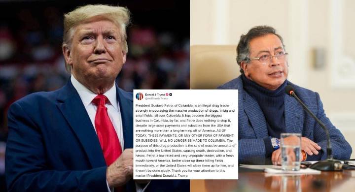 Trump pone fin a ayudas económicas a Colombia: “Petro es un líder narcotraficante” El presidente de los Estados Unidos acusó a su homólogo colombiano de fomentar la producción masiva de drogas.