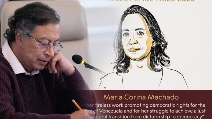 Presidente Petro vuelve a atacar a María Corina Machado por el Nobel de Paz: “No es llevando a Netanyahu”