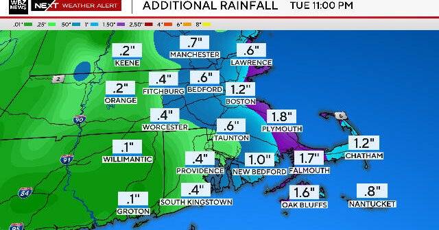 Nor'easter forecast shows when rain, wind storm will end in Boston area