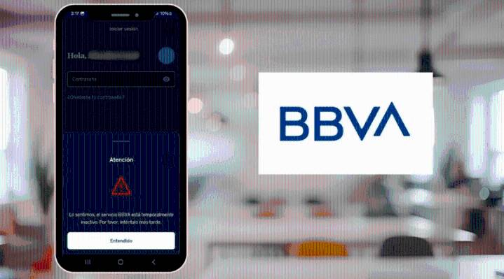 Usuarios reportan falla masiva en app y cajeros de BBVA