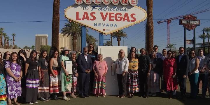 Las Vegas Sign lights up for Indigenous Peoples Day