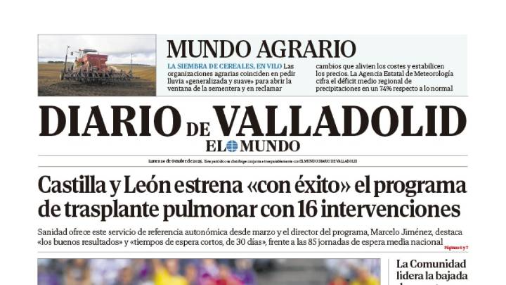 Portada de Diario de Valladolid del 20 de octubre de 2025