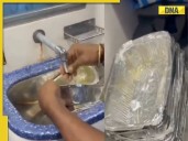 SHOCKING! Viral video shows disposable food containers washed in train washrooms