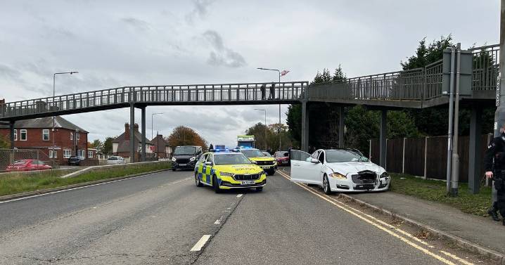 Stolen Jaguar crashes on A5 after police chase