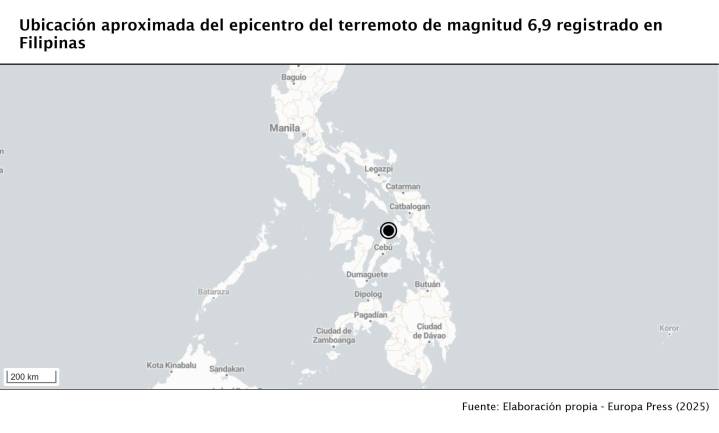 Alrededor de una veintena de muertos por un terremoto de magnitud 6,9 en el centro de Filipinas