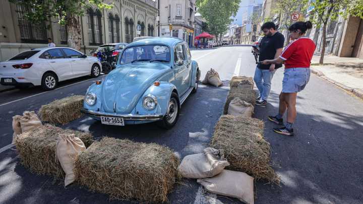 El histórico escarabajo celeste de Pepe Mujica volvió a las calles de Montevideo