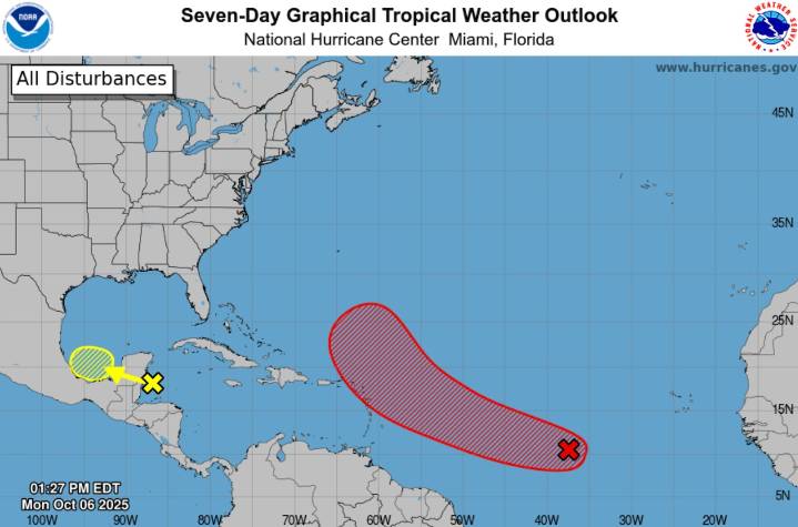 National Hurricane Center tracking storm system with high chance tropical formation