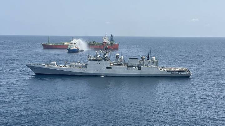 India India's INS Trikand carries out fire rescue operation off Djibouti coast