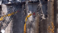 Damen Silos demolition resumes after owner submits dust