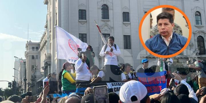 “Apenas me lo permitan, iré a visitar al  expresidente Pedro Castillo”, dijo el alcalde de Pataz en su discurso en la Plaza San Martín