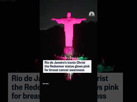 Rio de Janiero's iconic Christ the Redeemer statue glows pink for breast cancer awareness