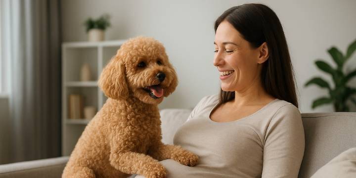 Cómo reaccionan los perros ante el embarazo humano, según un estudio