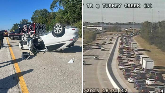 Rollover crash causing significant backup on Hardy Toll Road near FM 1960