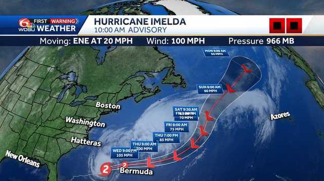 Imelda strengthens into a hurricane, heads toward Bermuda