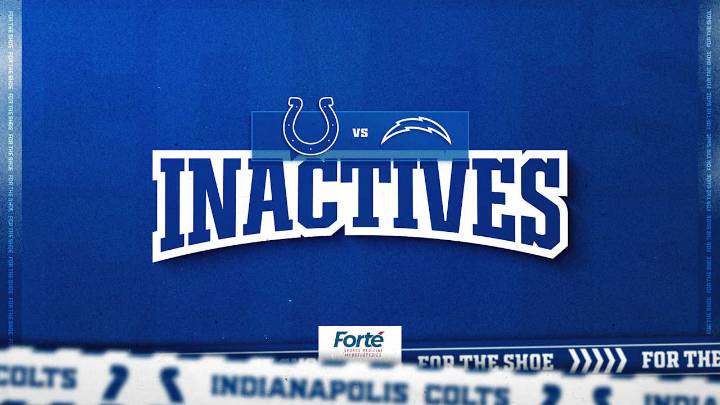 Colts announce 7 inactive players for Week 7 game at Los Angeles Chargers