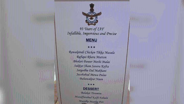 ‘Rawalpindi Chicken Tikka Masala’ to ‘Balakot Tiramisu’: IAF Day menu takes a cheeky dig at Pakistan