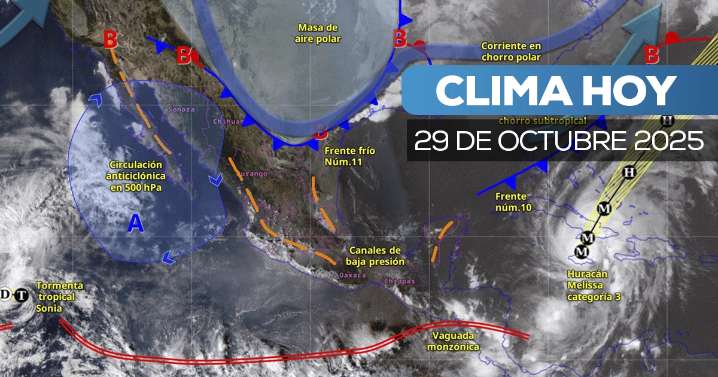 El frente frío 11 sigue azotando con lluvias, heladas y vientos intenso; así estará el clima este 29 de octubre