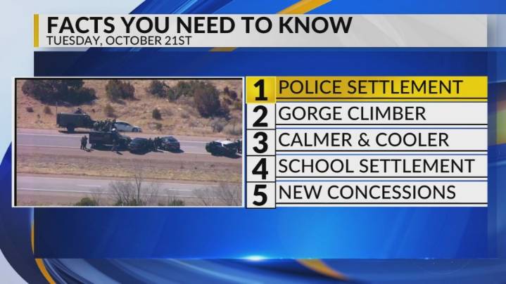 Santa Fe and state settle lawsuit, Rio Grande Gorge rescue, Calmer weather, APS settlement, New concession stand