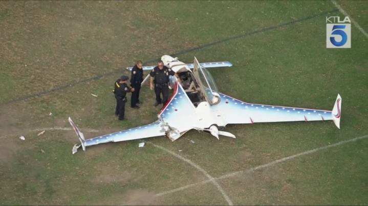 Small aircraft crash lands in Long Beach park