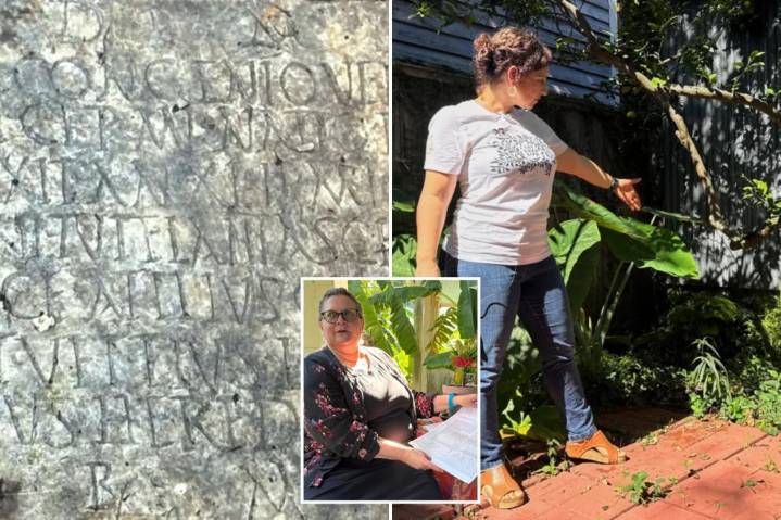 Roman artifact with cryptic writing surfaces in New Orleans backyard