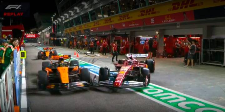 El insólito choque entre Charles Leclerc y Lando Norris en los boxes del GP de Singapur: “Hubo cierta confusión”