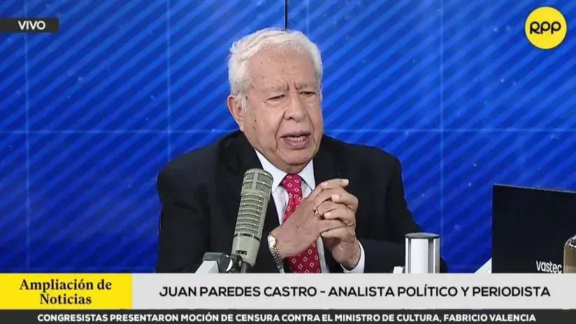"El secretismo con que ha sido anunciado el cambio de Santiváñez revela una falla muy fuerte al interior del Gobierno", señala Juan Paredes